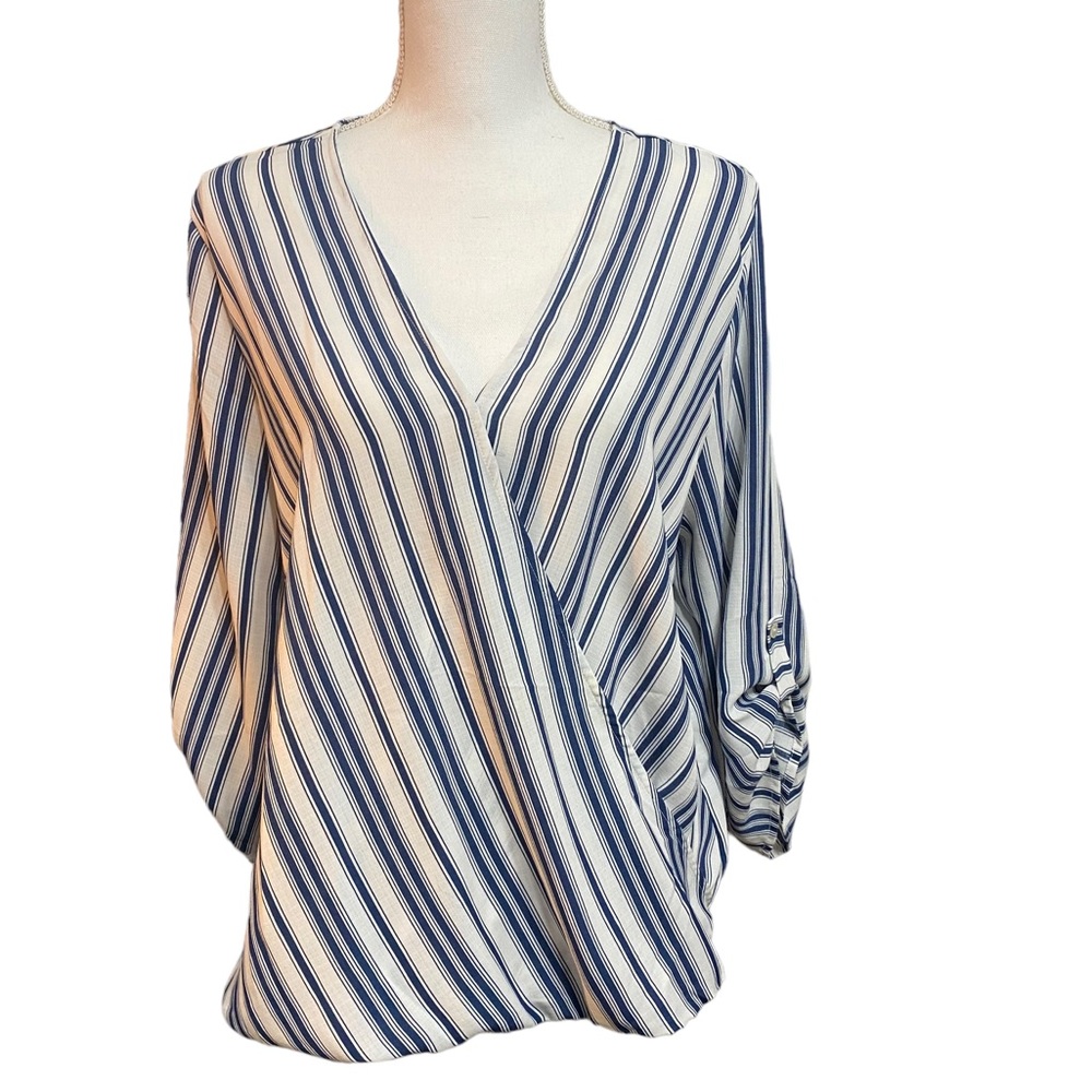 Allan Surplice Rolltab High Low Blouse by West Kei